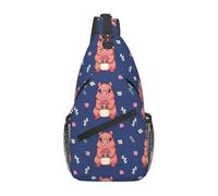 Lsjuee Zaino a tracolla Uomo Donna, simpatico capibara con fiori Borsa a tracolla a tracolla Zaino da trekking Borsa a tracolla