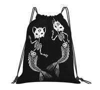 Lsjuee Zaino con coulisse Borsa da palestra a sirena magica in bianco e nero Pull Cinch Sackpack per uomo Donna Sport Yoga Viaggi Nuoto