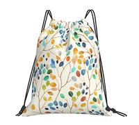 Lsjuee Zaino con coulisse Botanico Ramo d'autunno Borsa da palestra con cordino luminoso Pull Cinch Sackpack per uomo Donna Sport Yoga Viaggi Nuoto