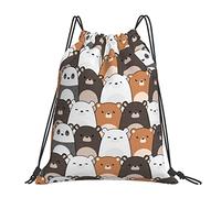 Lsjuee Zaino con coulisse Childish Bear Panda Cute String Gym Bag Pull Cinch Sackpack per uomo Donna Sport Yoga Viaggi Nuoto