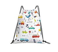 Lsjuee Zaino con coulisse Childish Car Street String Borsa da palestra Pull Cinch Sackpack per uomo Donna Sport Yoga Viaggi Nuoto Escursionismo