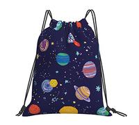 Lsjuee Zaino con coulisse Childish Planet Space Solar String Gym Bag Pull Cinch Sackpack per uomo Donna Sport Yoga Viaggi Nuoto