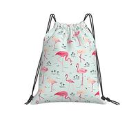 Lsjuee Zaino con coulisse Flamingo Beach Palm Tree String Borsa da palestra Pull Cinch Sackpack per uomo Donna Sport Yoga Viaggi Nuoto Escursionismo
