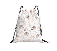 Lsjuee Zaino con coulisse Foglia d'autunno Autunno Animale Riccio Corda Borsa da palestra Pull Cinch Sackpack per uomo Donna Sport Yoga Viaggi Nuoto Escursionismo