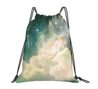 Lsjuee Zaino con coulisse Galaxy Teal Aurora Space Nebula String Gym Bag Pull Cinch Sackpack per uomo Donna Sport Yoga Viaggi Nuoto