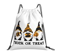 Lsjuee Zaino con coulisse Gnomi di Halloween Cute Pumpkin Candy String Borsa da palestra Pull Cinch Sackpack per uomo Donna Sport Yoga Viaggi Nuoto