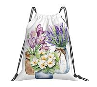 Lsjuee Zaino con coulisse Lavender Spring Flower Pot Rustic String Gym Bag Pull Cinch Sackpack per uomo Donna Sport Yoga Viaggi Nuoto