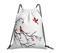 Lsjuee Zaino con coulisse Modello di Cardinal Bird Winter Berry String Borsa da palestra Pull Cinch Sackpack per uomo Donna Sport Yoga Viaggi Nuoto