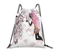 Lsjuee Zaino con coulisse Pink Butterfly Life Tree Magic Girl String Gym Bag Pull Cinch Sackpack per uomo Donna Sport Yoga Viaggi Nuoto