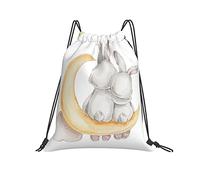 Lsjuee Zaino con coulisse Rabbit Moon Star String Borsa da palestra Pull Cinch Sackpack per uomo Donna Sport Yoga Viaggi Nuoto Escursionismo