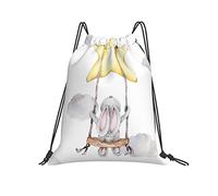 Lsjuee Zaino con coulisse Rabbit Star Cute String Gym Bag Pull Cinch Sackpack per uomo Donna Sport Yoga Viaggi Nuoto Escursionismo