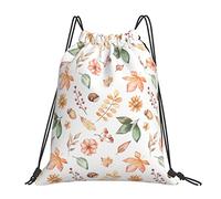 Lsjuee Zaino con coulisse Ringraziamento Foglia d'autunno Fiore Berry String Borsa da palestra Pull Cinch Sackpack per uomo Donna Sport Yoga Viaggi Nuoto