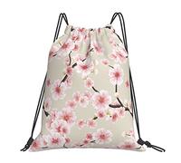 Lsjuee Zaino con coulisse Rosa Cherry Blossom Flower Spring Floral String Borsa da palestra Pull Cinch Sackpack per uomo Donna Sport Yoga Viaggi Nuoto