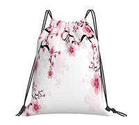 Lsjuee Zaino con coulisse Rosa Cherry Blossom Flower Spring String Borsa da palestra Pull Cinch Sackpack per uomo Donna Sport Yoga Viaggi Nuoto