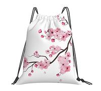 Lsjuee Zaino con coulisse Rosa Cherry Blossom Spring Flower String Borsa da palestra Pull Cinch Sackpack per uomo Donna Sport Yoga Viaggi Nuoto