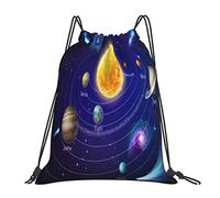 Lsjuee Zaino con coulisse Space Galaxy Planet Solar Sun String Borsa da palestra Pull Cinch Sackpack per uomo Donna Sport Yoga Viaggi Nuoto