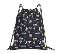 Lsjuee Zaino con coulisse Space Mushroom Star Magic String Borsa da palestra Pull Cinch Sackpack per uomo Donna Sport Yoga Viaggi Nuoto