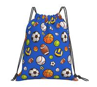 Lsjuee Zaino con coulisse Sport con la palla Borsa da palestra con cordino da basket blu Pull Cinch Sackpack per uomo Donna Sport Yoga Viaggi Nuoto
