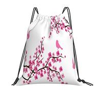 Lsjuee Zaino con coulisse Spring Pink Cherry Blossom Flower String Borsa da palestra Pull Cinch Sackpack per uomo Donna Sport Yoga Viaggi Nuoto