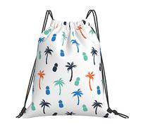 Lsjuee Zaino con coulisse Summer Palm Tree Pine String Gym Bag Pull Cinch Sackpack per uomo Donna Sport Yoga Viaggi Nuoto