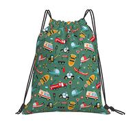 Lsjuee Zaino con coulisse Trasporto infantile Elicottero Emergenza Car String Borsa da palestra Pull Cinch Sackpack per uomo Donna Sport Yoga Viaggi Nuoto