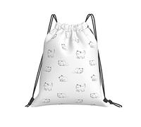 Lsjuee Zaino con coulisse White Cat Kitten String Gym Bag Pull Cinch Sackpack per uomo Donna Sport Yoga Viaggi Nuoto Escursionismo