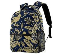 Lsjuee Zaino Gold Birds In The Nature studenti Zaino per weekend da campeggio per escursioni all'aperto