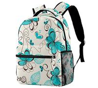 Lsjuee Zaino per laptop da lavoro Zaino per sport all'aria aperta Borsa a tracolla per la scuola con illustrazione floreale per ragazzo e ragazza