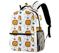 Lsjuee Zaino per laptop da lavoro Zaino per sport all'aria aperta Simpatico leone e ffa Pattern-01 Borsa a tracolla per scuola per ragazzo e ragazza