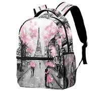Lsjuee Zaino per laptop da viaggio per amanti della Torre Eiffel di Parigi, per donna, uomo, zaino per la scuola universitaria, zaino grande, zaino casual