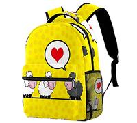 Lsjuee Zaino scolastico per ragazze e ragazzi con scomparto per laptop | Simpatica stampa della storia d'amore delle pecore degli animali