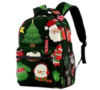 Lsjuee Zaino scolastico per ragazze e ragazzi con scomparto per laptop | Stampa della collezione di elementi natalizi disegnati a mano