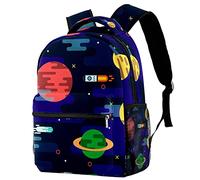 Lsjuee Zaino scolastico per ragazze e ragazzi con scomparto per laptop | Stampa di pianeti del razzo spaziale Galaxy