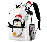 Lsjuee Zaino scolastico per ragazze e ragazzi con scomparto per laptop | Stampa pinguino di Natale felice