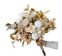 lskdnrufh Artificial Flower Bouquet, Mixed Faux Flowers with Stems, Realistic Fake Floral Arrangement for Home Table Decor, Farmhouse, DIY Vase Decoration(L Champagne)