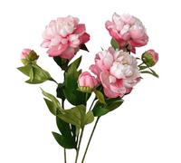 lskdnrufh Artificial Peony Flowers - Faux Peony Bouquet with Buds Green Leaves, Realistic Silk Peonies for Wedding Centerpieces, Home Table Decor(Red)