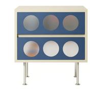 lskdnrufh Comodini a specchio artistico Dot, comodini a 2 cassetti con gambe cromate, tavolini terminali a blocchi di colore for riporre le decorazioni della camera da letto(Blue,Medium)