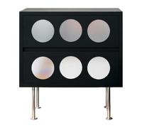 lskdnrufh Comodini a specchio artistico Dot, comodini a 2 cassetti con gambe cromate, tavolini terminali a blocchi di colore for riporre le decorazioni della camera da letto(Black,Small)