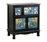 lskdnrufh Comodini in legno con stampa floreale vintage, comodini a 2 cassetti e 2 ante, tavolini laterali con pomelli in metallo antico, cassapanche invecchiate for l'arredamento della fattoria Boho