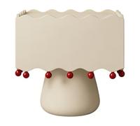lskdnrufh Comodino con perline rosse con bordo ondulato giocoso, comodino con base a forma di clessidra, tavolino portaoggetti in ecopelle for l'arredamento della camera da letto(White,Medium)