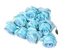 lskdnrufh Real Touch Pink Rose Bouquet - 10 Pcs Artificial Silk Roses with Stems, Fake Flower Arrangement for Home Decor, Wedding Centerpieces(Light blue)