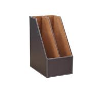lskdnrufh Stile verticale, portariviste in pelle, organizer da scrivania, portadocumenti e documenti, fermalibri, 2 slot (marrone)