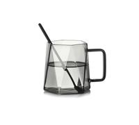 lskdnrufh Tazza da caffè in vetro Tazza da tè grande grigio trasparente da 460 ml/15,57 once con cucchiaio for latte, latte, acqua e bevande quotidiane