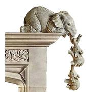 LSLANSOON Set di 3 statuette a forma di elefante e 2 elefanti da appendere al ripiano in resina dipinta a mano per la decorazione della casa, regalo