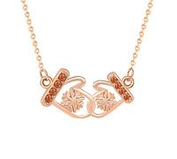 LSN290 - Collana con ciondolo in argento Sterling S925, con zirconia cubica rossa, placcato oro rosa, guanti a fiocco di neve, regali per gli amanti dei fiocchi di neve, in argento sterling, zirconi