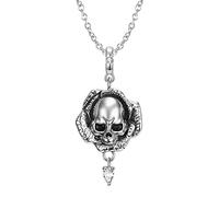LSN366 - Collana in argento Sterling S925, con teschio di Halloween, stile vintage, per donne e uomini, in argento Sterling