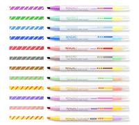 Lsnisni Evidenziatori Pastello Set, 12 Penne Doppia Punta Evidenziatori, Colore Variabile, No Bleed, Ideale per Scuole, Uffici, Bible