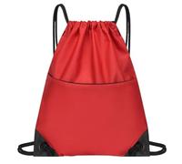 LSNNMU Borsa Da Basket Borsa da basket zaino con coulisse in tessuto Oxford impermeabile cordino posteriore tasca zip for gli sport che viaggiano all'aperto(Red)