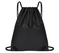 LSNNMU Borsa Da Basket Borsa da basket zaino con coulisse in tessuto Oxford impermeabile cordino posteriore tasca zip for gli sport che viaggiano all'aperto(Black)