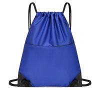 LSNNMU Borsa Da Basket Borsa da basket zaino con coulisse in tessuto Oxford impermeabile cordino posteriore tasca zip for gli sport che viaggiano all'aperto(Blue)